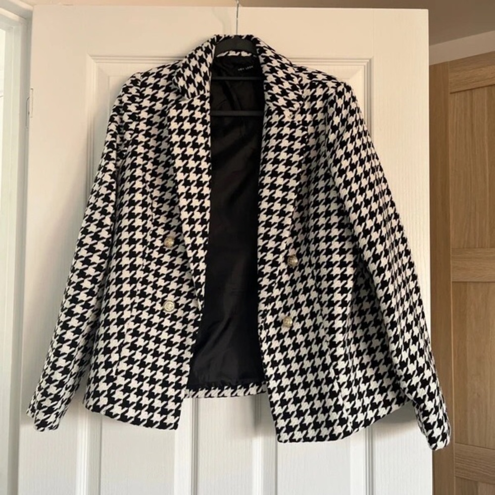 New Look Black and White Houndstooth Blazer